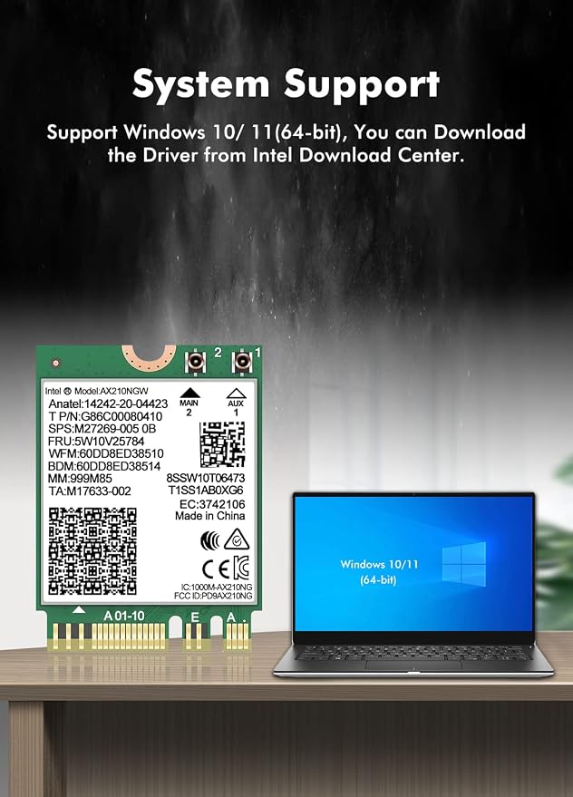 Tarjeta Wifi 6E Intel AX210 NGW Bluetooth 5.3 5400Mbps miniatura 6
