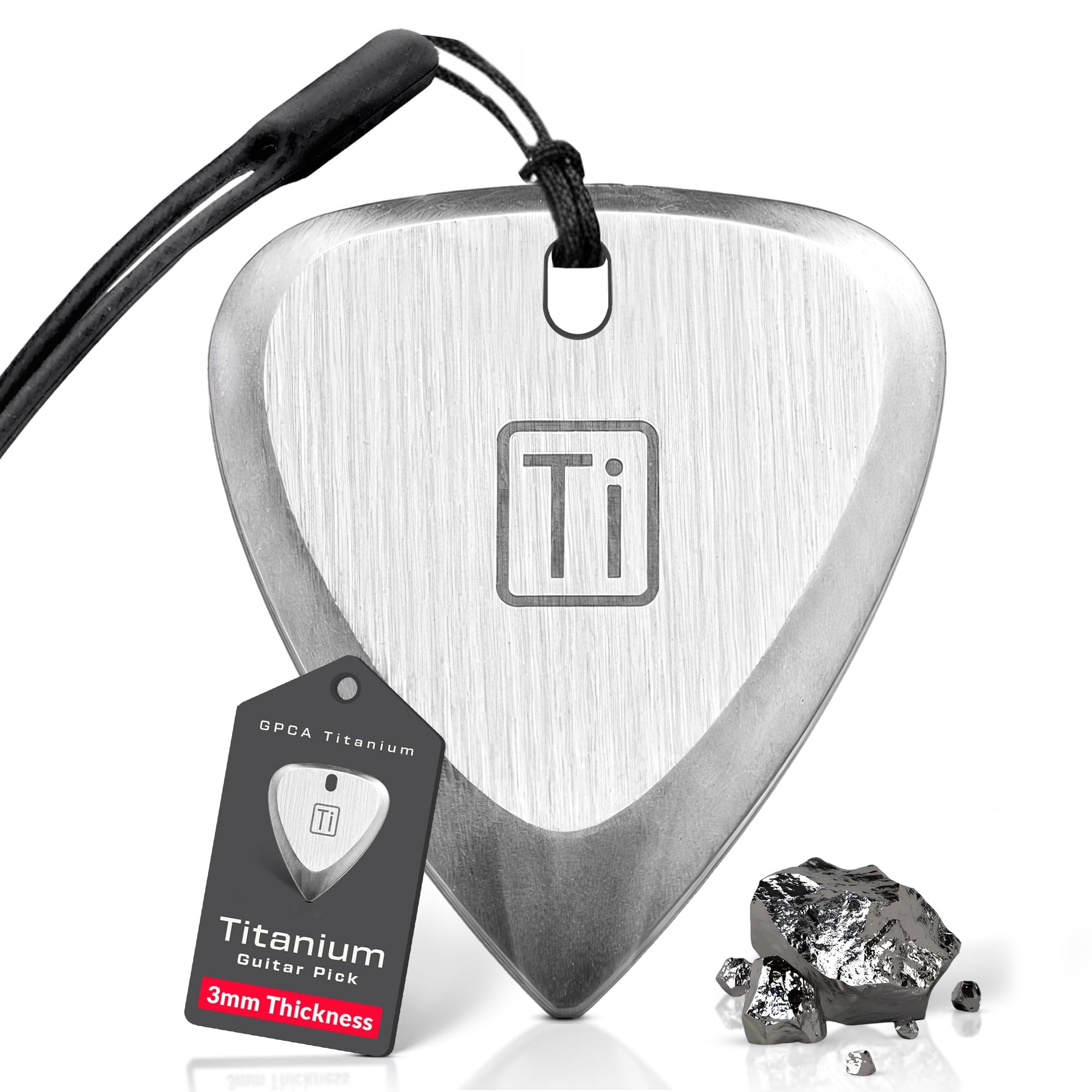 GPCA Titanium Guitar Pick, 3mm Thick Metal Guitar Pick for Guitar