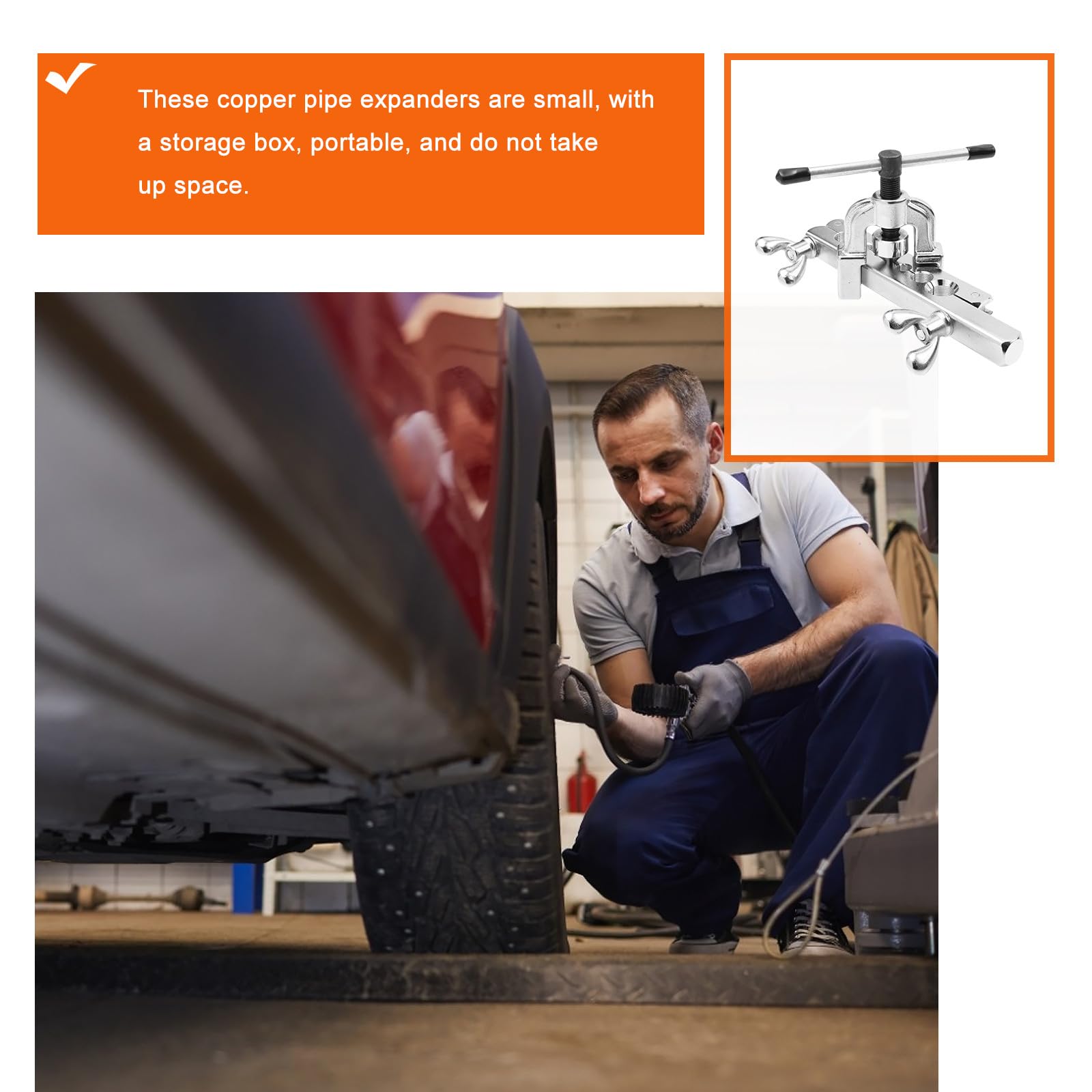VALICLUD Kit D'outils D'évasement Boîte de Rangement pour Tube en Cuivre Argenté, Outil D'expansion Facile à Utiliser pour Climatiseurs et Entretien Automobile