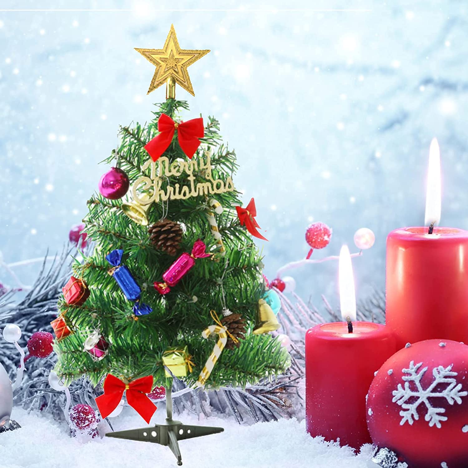 albero di natale artificiale 30 cm Mini albero di Natale, piccolo albero di Natale artificiale del tavolo for il tavolo da pranzo di Natale Decorazione domestica interna stagionale floccato albero di