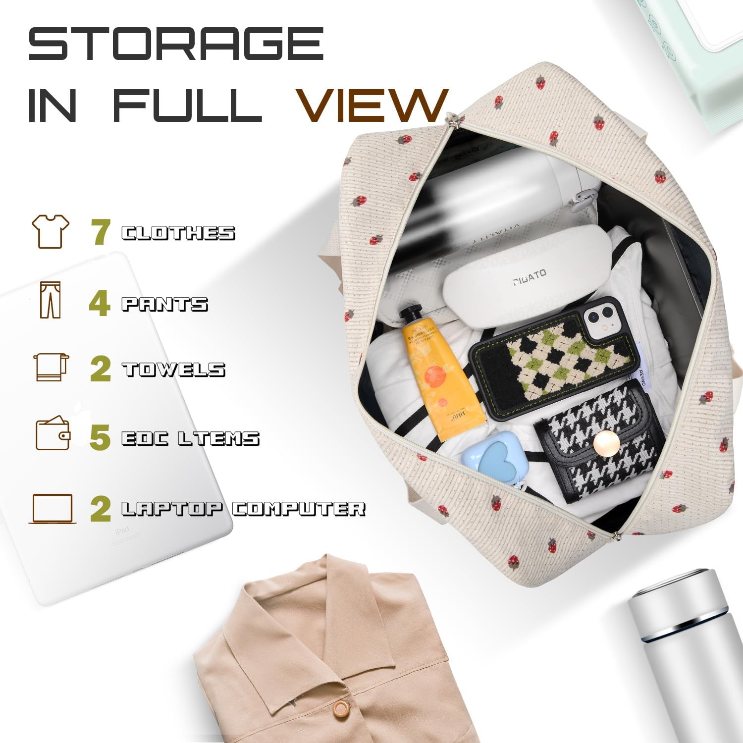 Travel Duffel Bag Foldable Weekender Overnight Bag for Men Women Lightweight Carry on Tote Bag For Spirit Airlines - Image 3