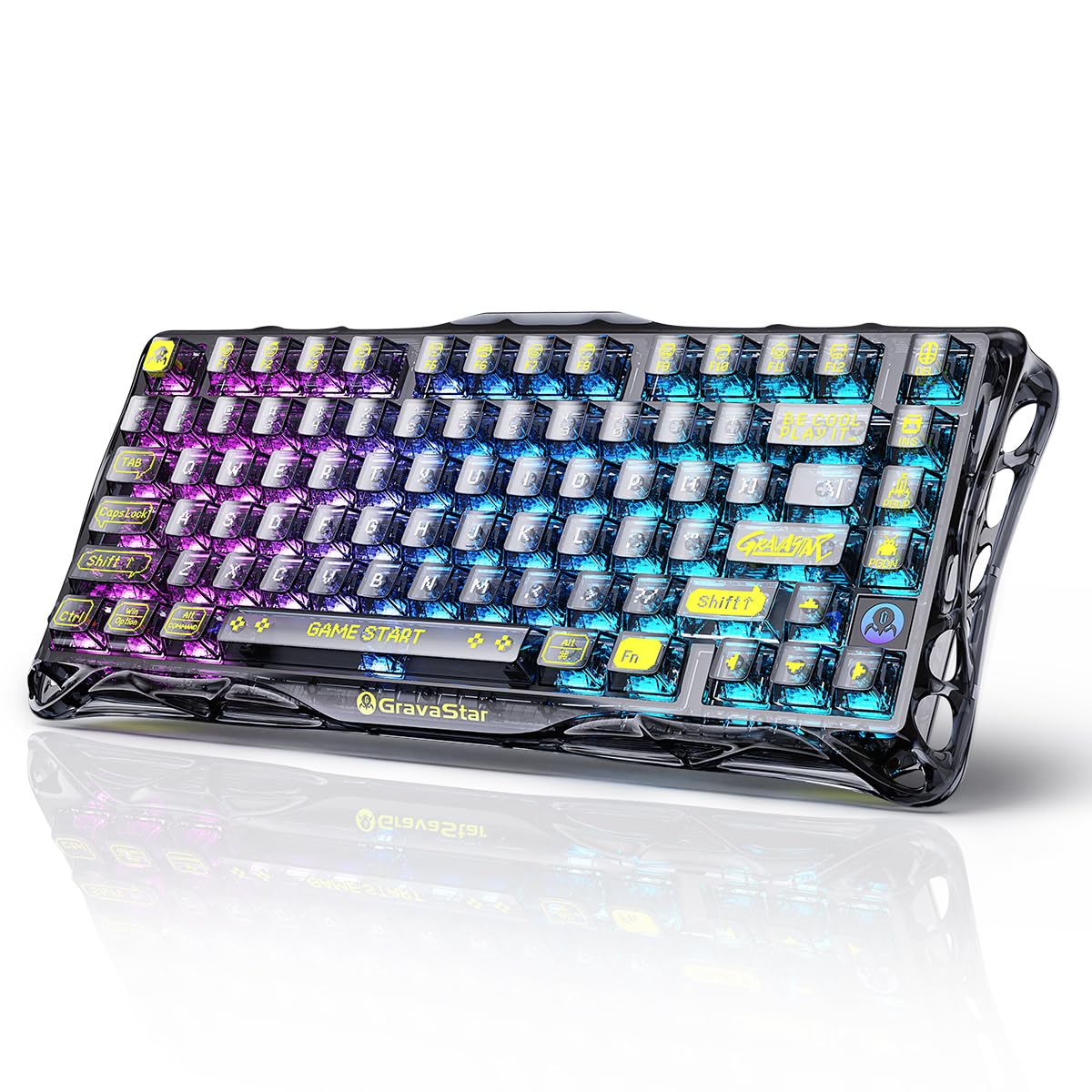 Mercury K1 Lite 75% Gaming Keyboard, 2.4GHz/BT/Wired Tri-Mode Wireless Keyboard, Gasket Hot Swappable Mechanical Keyboard, Pre-lubed Linear Switches, RGB Backlit (Transparent Black)