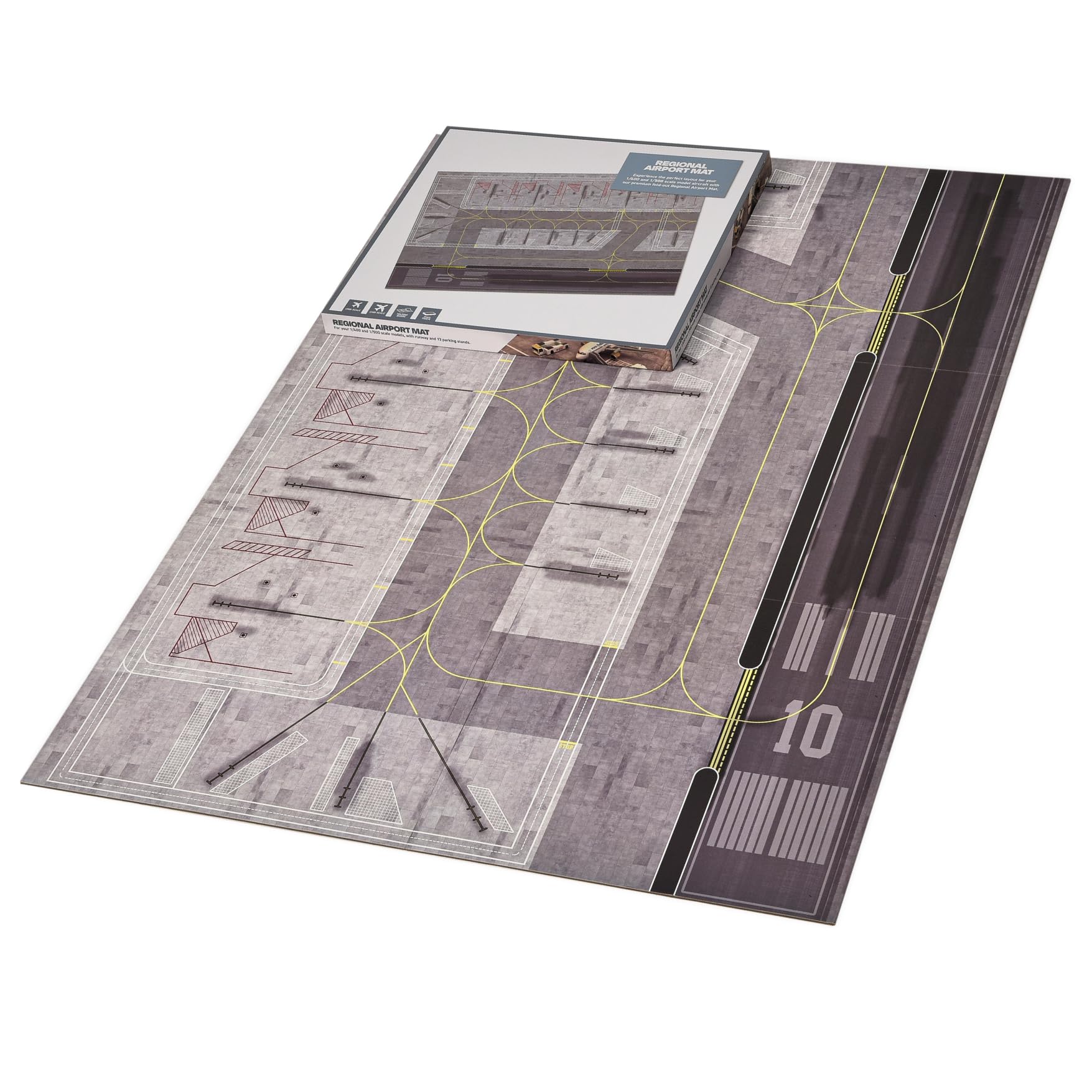 Sponsored Ad – Airport Layout Mat with Runway - For Model Planes in 1/400 & 1/500 Scale, Foldable Board - Create a Model Airport, Parks up to 16 Airplanes, 84cm x 120cm Size