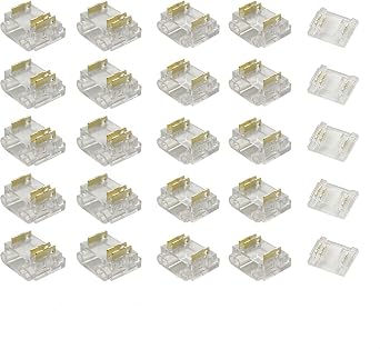 3 Pin 12mm COB LED Strip Connector Kit for 5V 12V 24V DC COB LED Light Strip Solderless Strip and Strip to Strip Joints Pack of 25