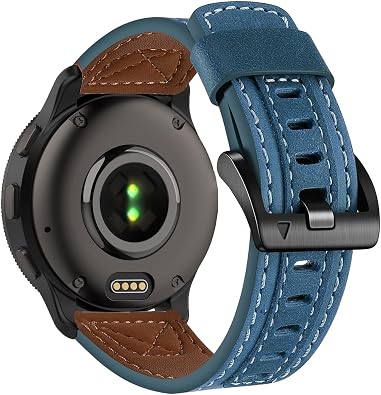 Leather Band Compatible Garmin Venu 2 45mm, Venu 3 Watch Bands, Top Genuine Leather Watch Straps Wristband for Garmin Vivoactive 4/Forerunner 57047mm/255/265 Men and Women
