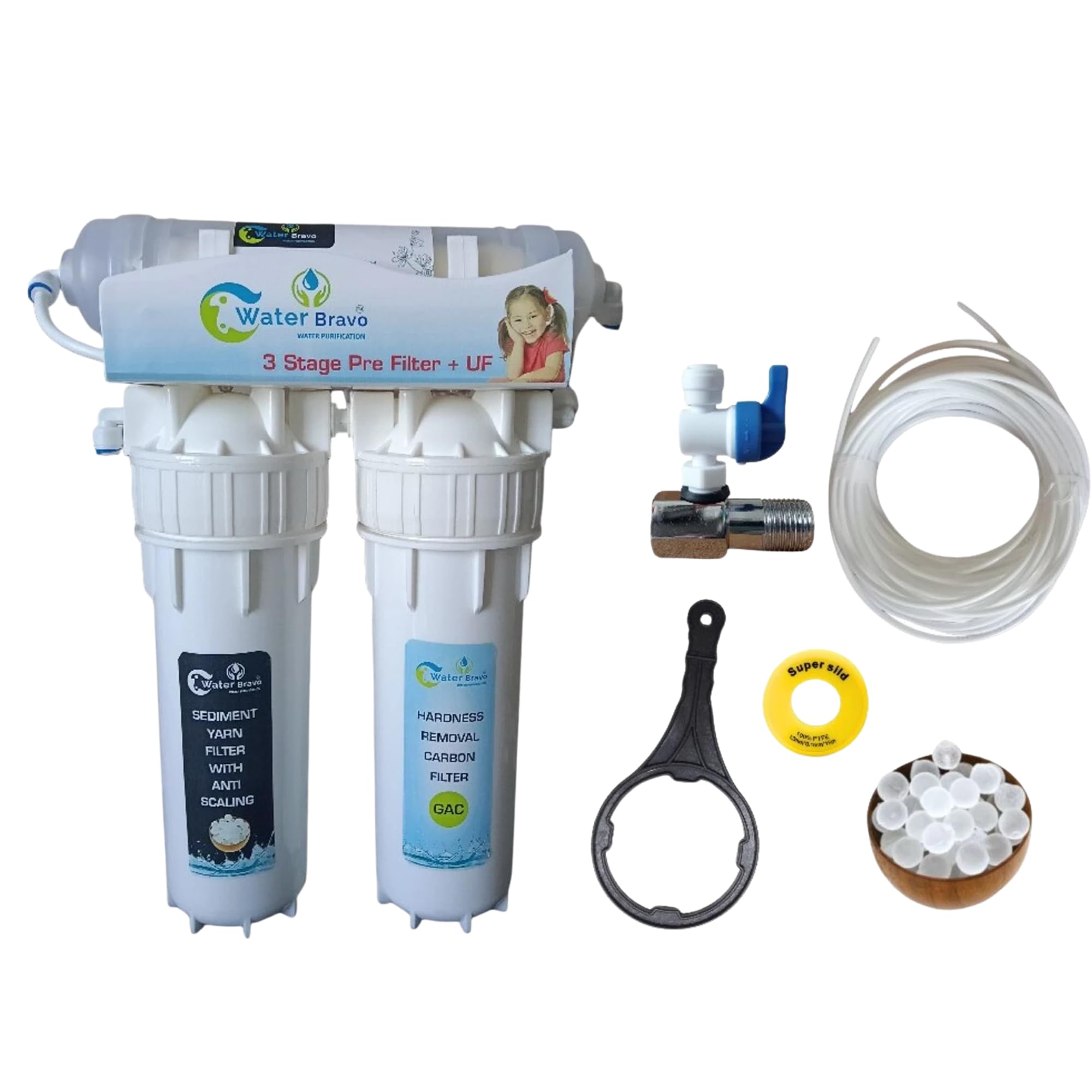 3 Stage Pre Filter System with Anti Scaling Balls, Hard Water & Sediment Removal Solid Filter Cartridge (pack of 1)-image-1