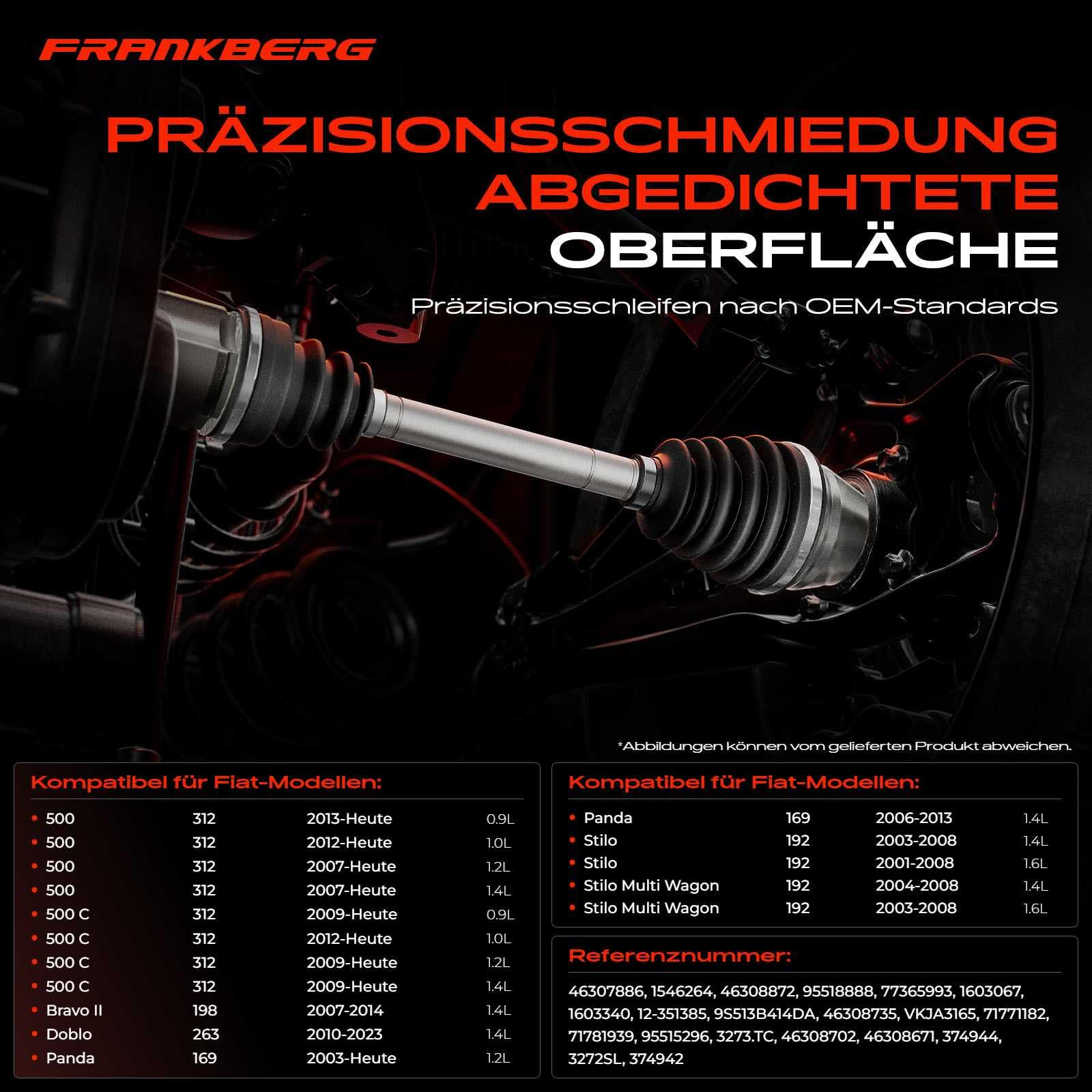 Frankberg Gelenksatz Radseitig Vorderachse Links Rechts Kompatibel mit Panda 169 Panda Van 312 519 Stilo 192 500C 312 500 312 Bravo II 198 KA RU8 Replace# VKJA3165