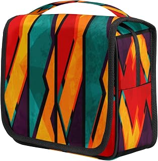 Saco de higiene pessoal pendurado portátil à prova d'água bolsa de higiene pessoal de viagem com gancho, organizador de maquiagem de cosméticos de grande capacidade geométrico com zíper para mulheres homens, kit de acessórios de viagem xampu banheiro bolsa de higiene pessoal de Natal