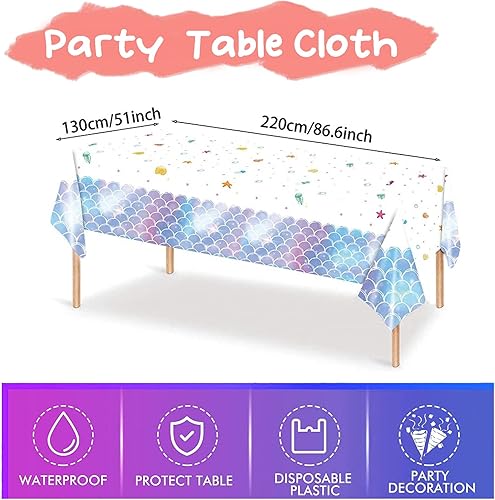 Miniatura 3 de Suministros de platos de fiesta de sirena, 97 piezas, decoraciones de vajilla de sirena para niñas, cumpleaños, baby shower, desechables, cena,