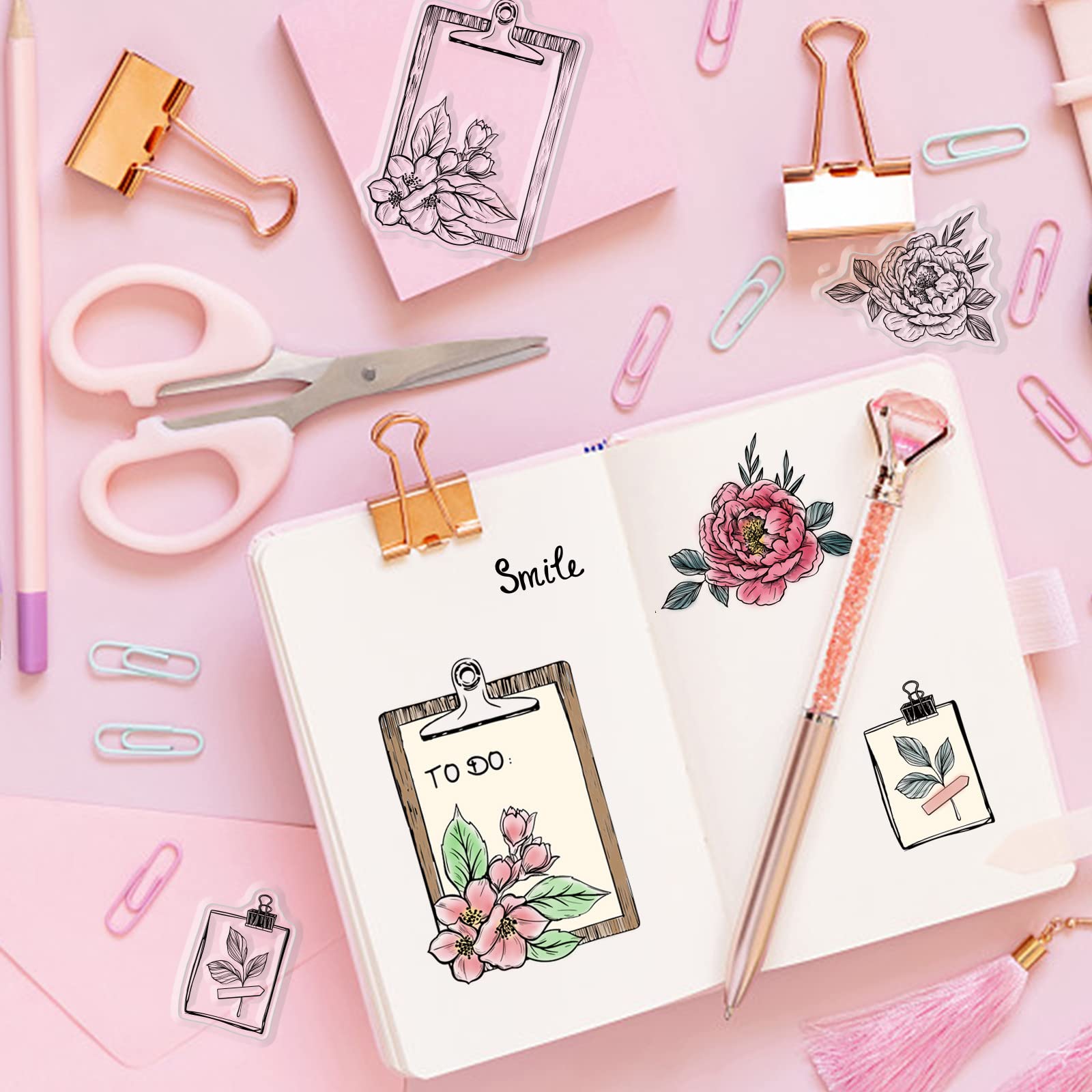 craspire Tampons d'angle de Fleur Cadre Floral Vintage Tampons en Caoutchouc Tampons en Silicone Transparents Réutilisables pour Journalisation Fabrication de Cartes Scrapbooking Album Photo