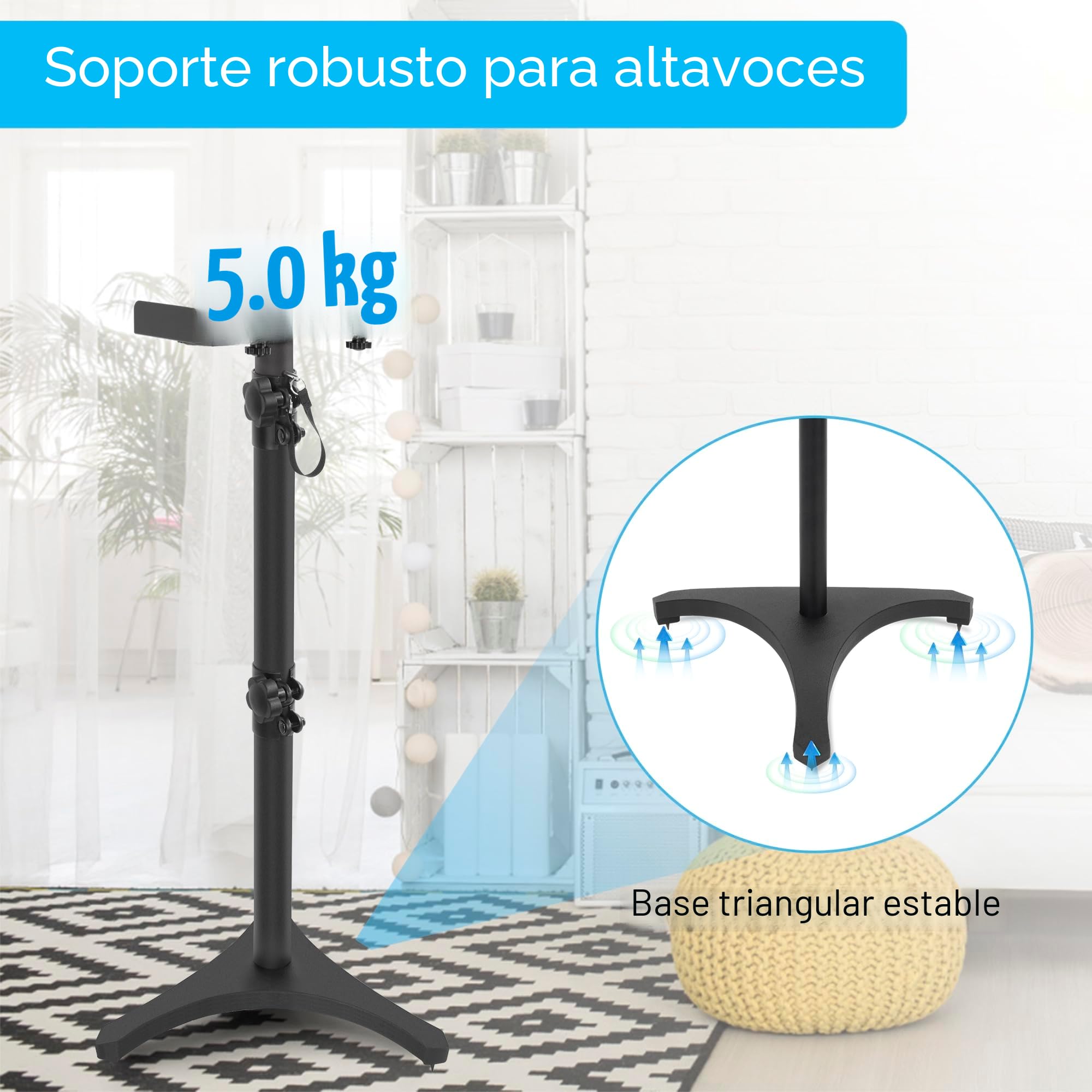 OUUTMEE Soporte de altavoz de altura ajustable entre 78 y 104 cm, soporte para altavoz de pie, ancho de la plataforma de soporte: 13,5 a 22 cm, compatible con una amplia gama de modelos de altavoces
