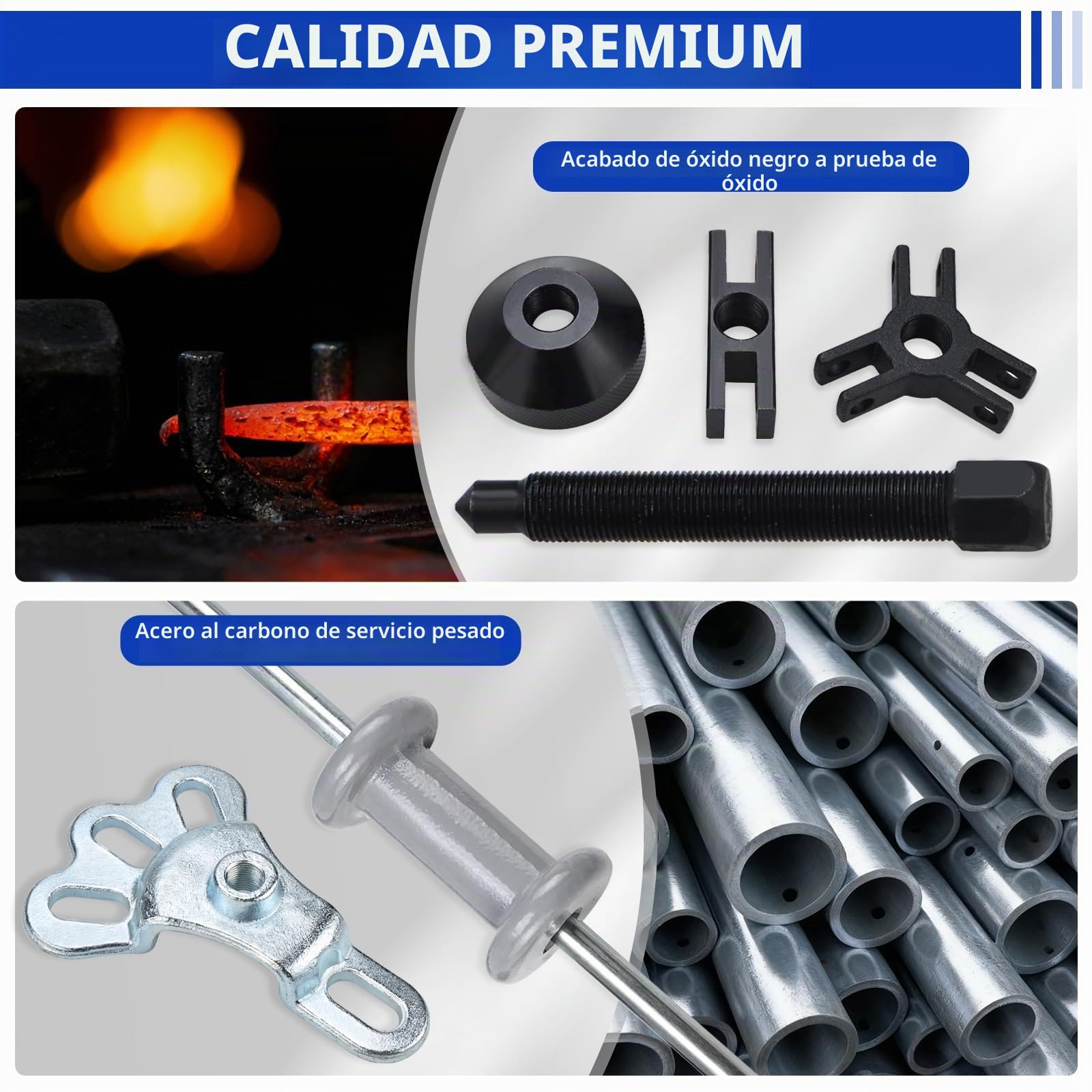 FreeTec 8 en 1 Extractor de Martillo Inercia, Extractor Bujes y Rodamientos con Martillo Deslizante, Extractores Buje Trasero, 3 Garras Extractores Rodamientos Internos, Extracción Abolladuras Coche