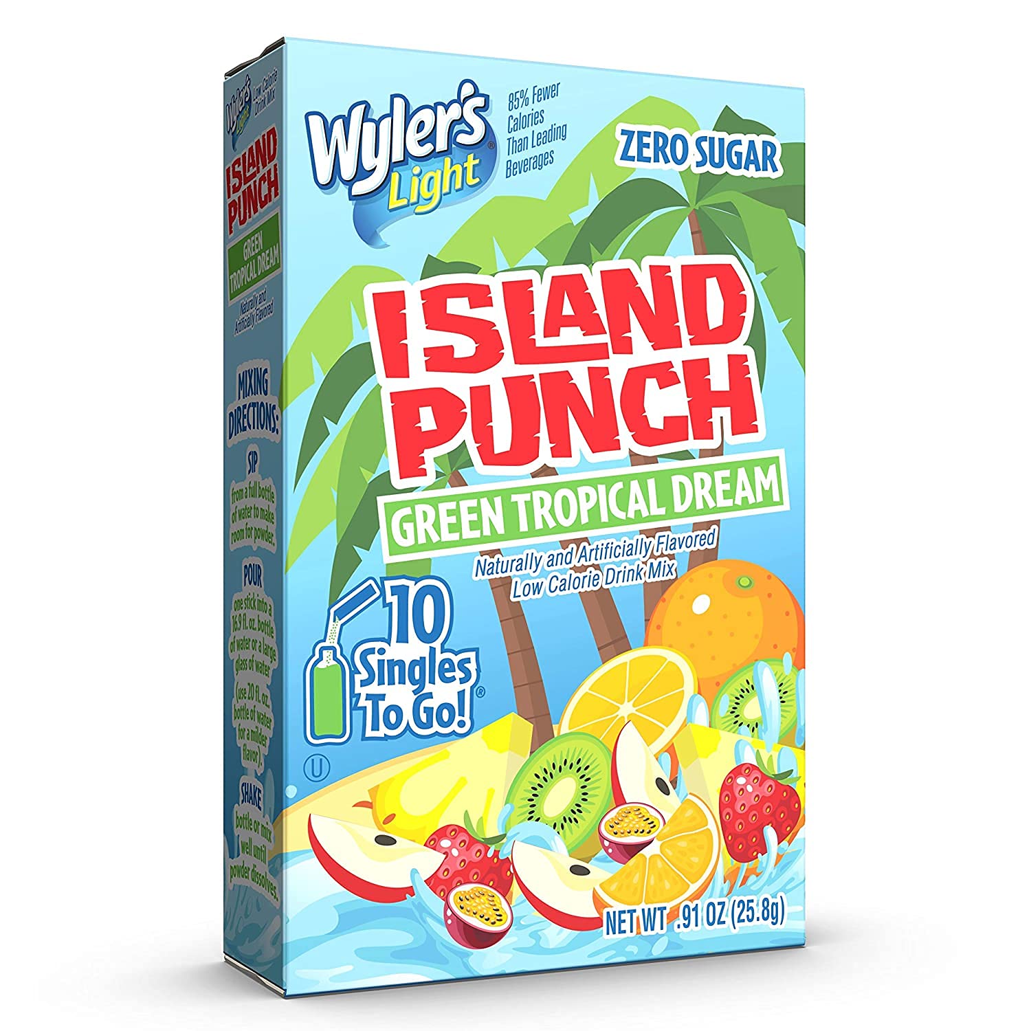 Wyler’s Island Punch Green Tropical Dream Zero Sugar Singles to Go 1 CT