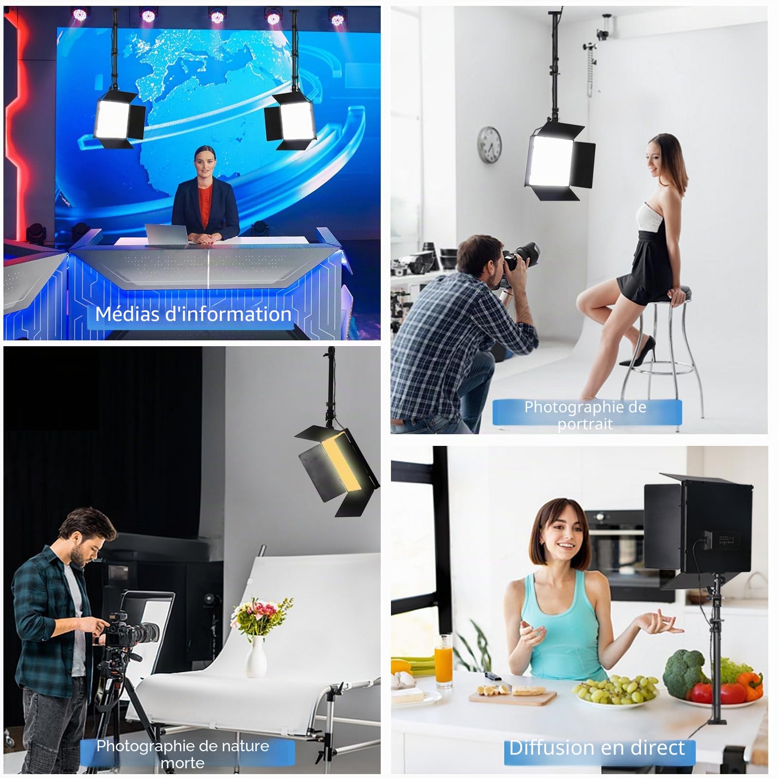 XPSYQIC 110W Kit d'éclairage Vidéo LED Grand Panneau Lumineux