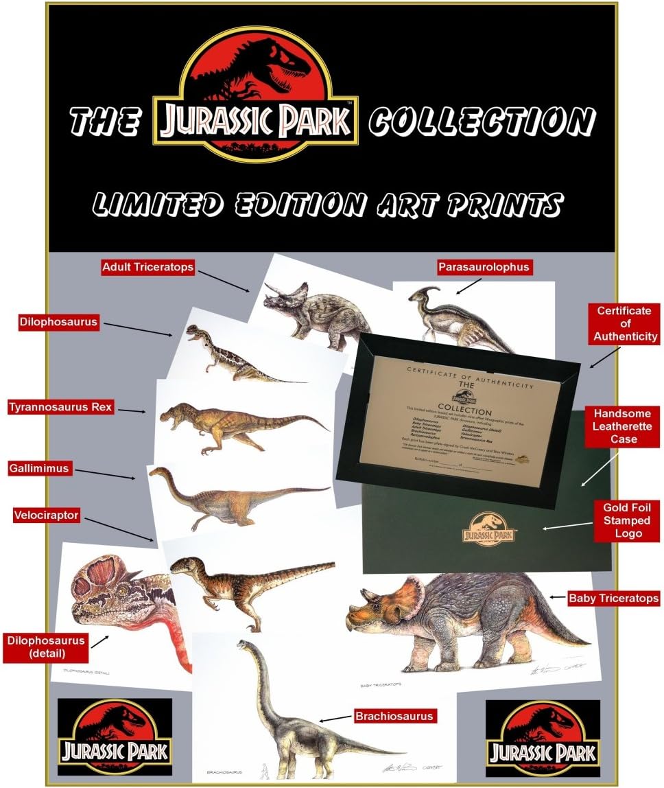Jurassic Park Collection Limited Edition Art Prints Set of 9 Dinosaurs