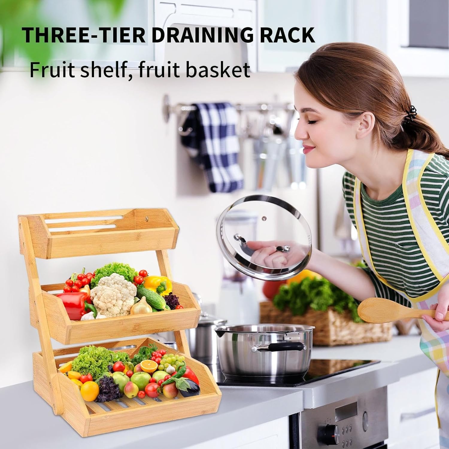 3段カウンターフルーツバスケット - 3段木製大型果物スタンド,ホーム ガーデン 収納 マーケット パーティー アウトドア ブランチ 3段カウンターフルーツバスケット  - 3段木製大型果物スタンド,ホーム ガーデン 収納 マーケット パーティー アウトドア ブランチ REGAL ...