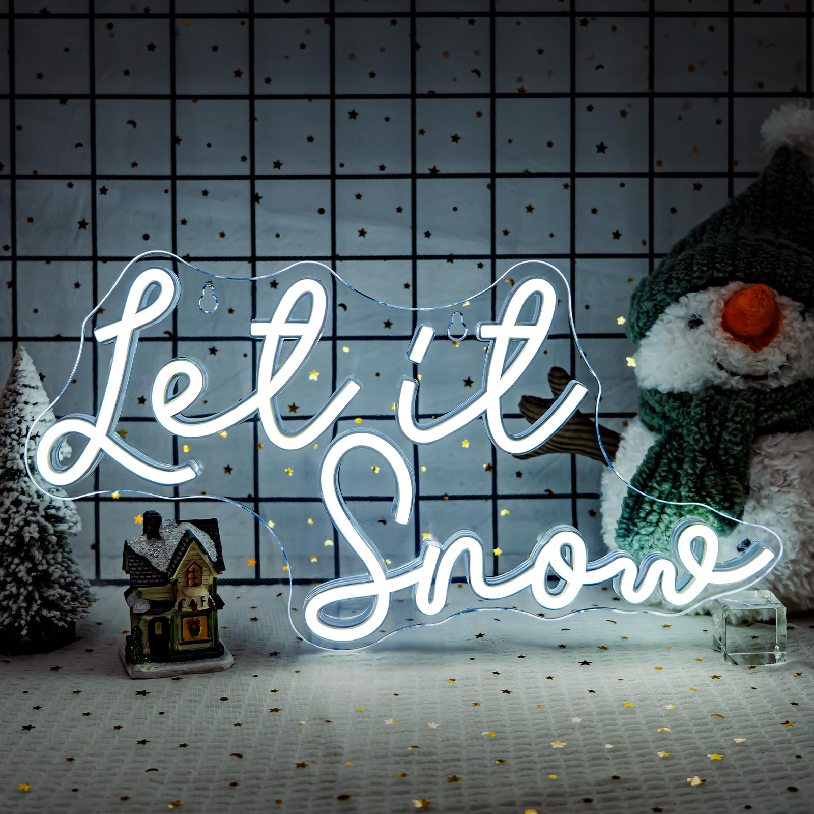 SIGNSHIP Let it Snow Neon Light Sign, Let it Snow Neon Sign for Wall Decor, Led Signs with Dimmer Switch for Christmas Party, Bedroom, New Year Party, Business