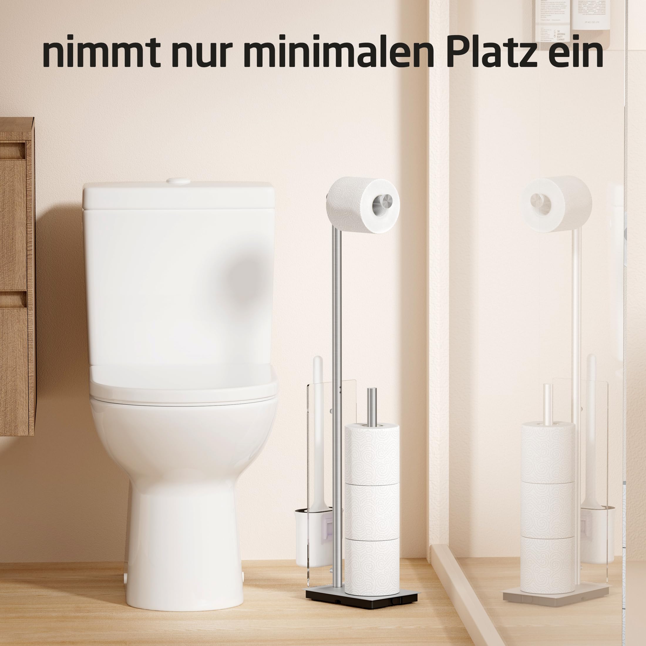 KES Toilettenpapierhalter mit Bürste Abnehmbar Klopapierhalter Stehend Edelstahl SUS304 Klorollenhalter Toilettenpapierständer Gebürstet, BPH232-2