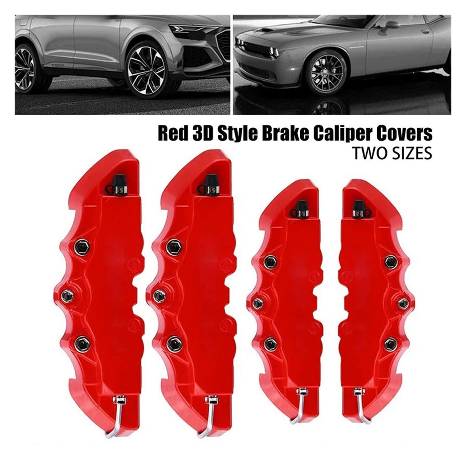 Copertura per Pinza Freno Auto Copri pinze freno rosse stile 3D universali per auto, kit anteriori e posteriori per dischi, parti per freni automobilistici Copri pinza