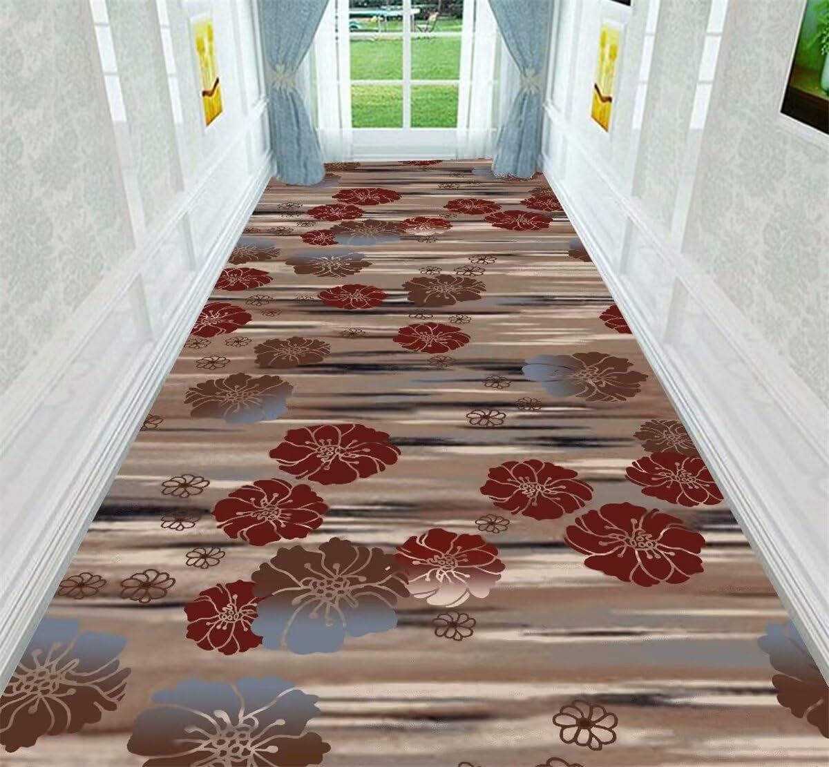 Tapis de chambre design tissé à plat de haute densité gris rouge 120X170CM
