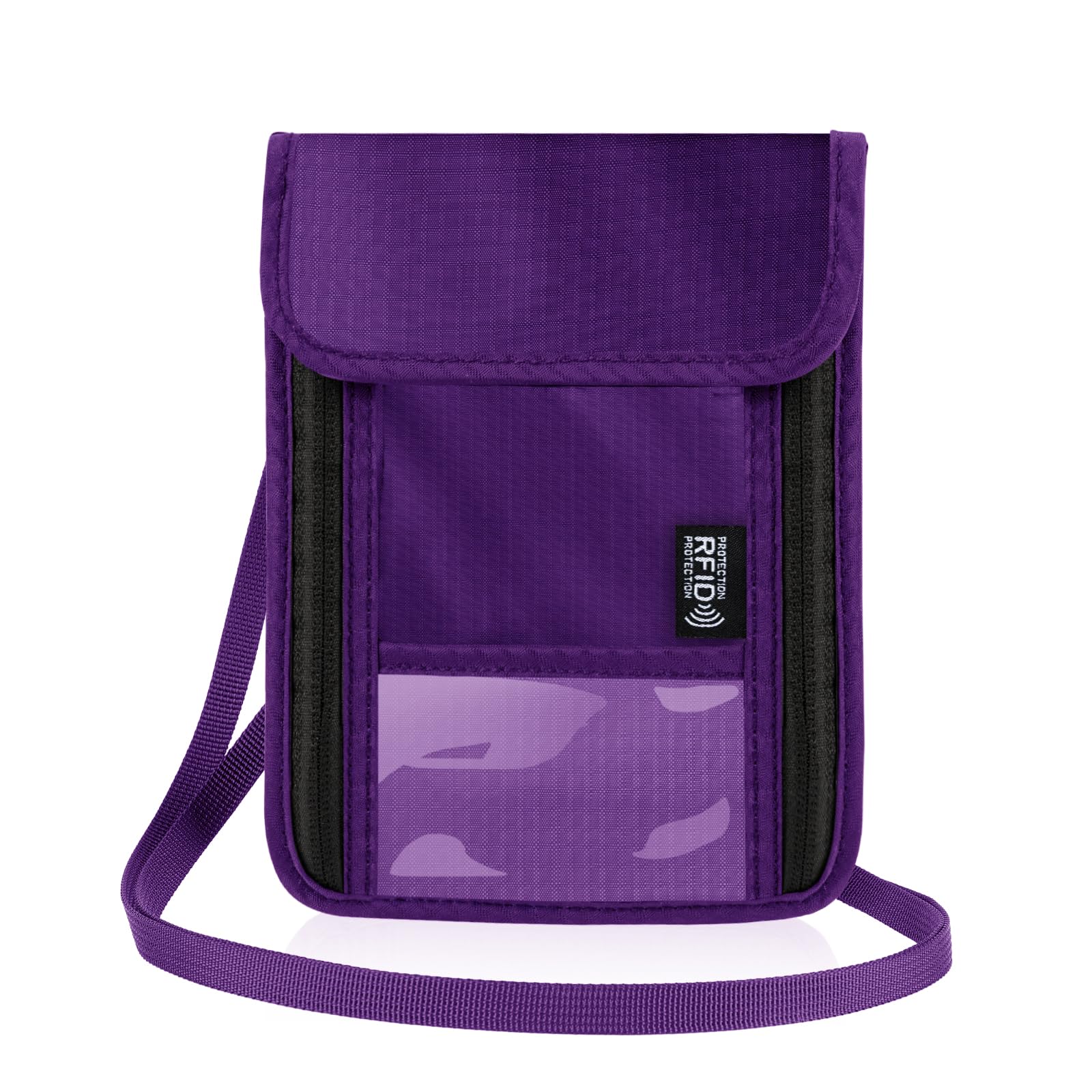 Playexen Neck Wallet with RFID Blocking, Waterproof Travel Passport Holder with Adjustable Strap, Passport Wallets Pouch Travel Essentials for Women