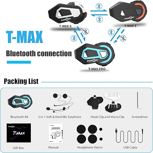 Miniatura 8 de Freedconn T-Max Motorcycle Communication Systems 1000M 6 Riders Group Helmet Intercom