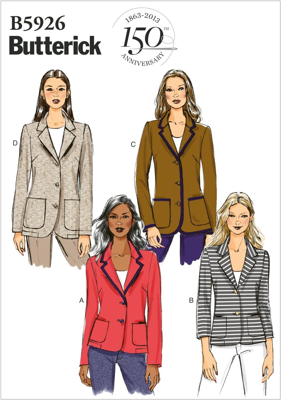 Butterick Patterns B5926 Size B5 8 - 10 - 12 - 14 - 16 Misses' Petite Jacket, White
