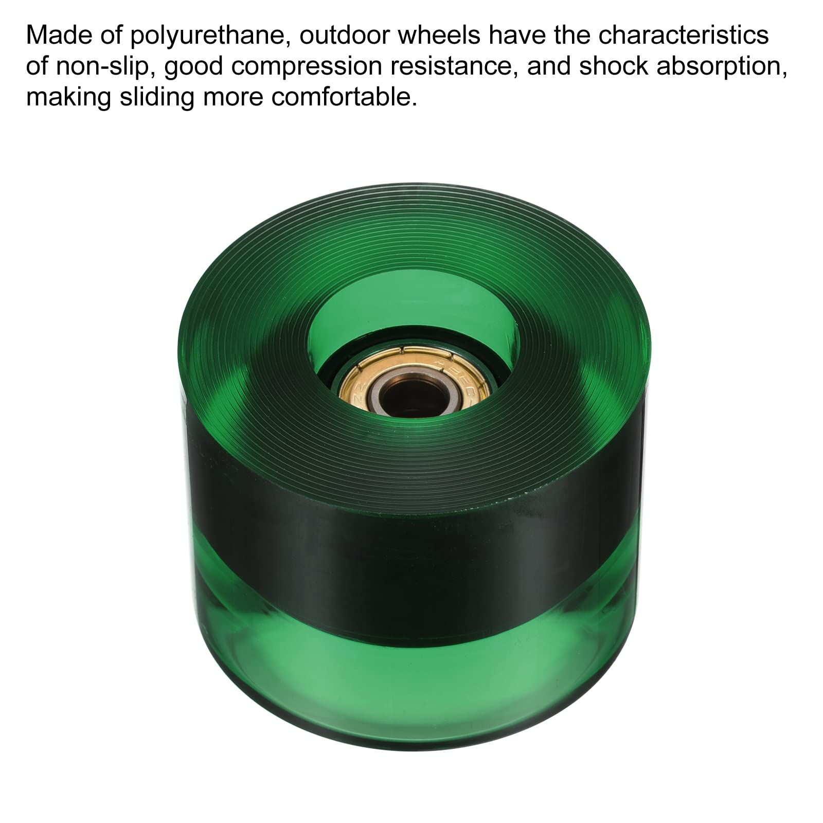 PATIKIL 60mm Longboard Ruote con Cuscinetti ABEC-11, 4pz Street Ruote per Skateboard Cruiser Ruota Sostituzione 80A, Trasparente Verde Oro