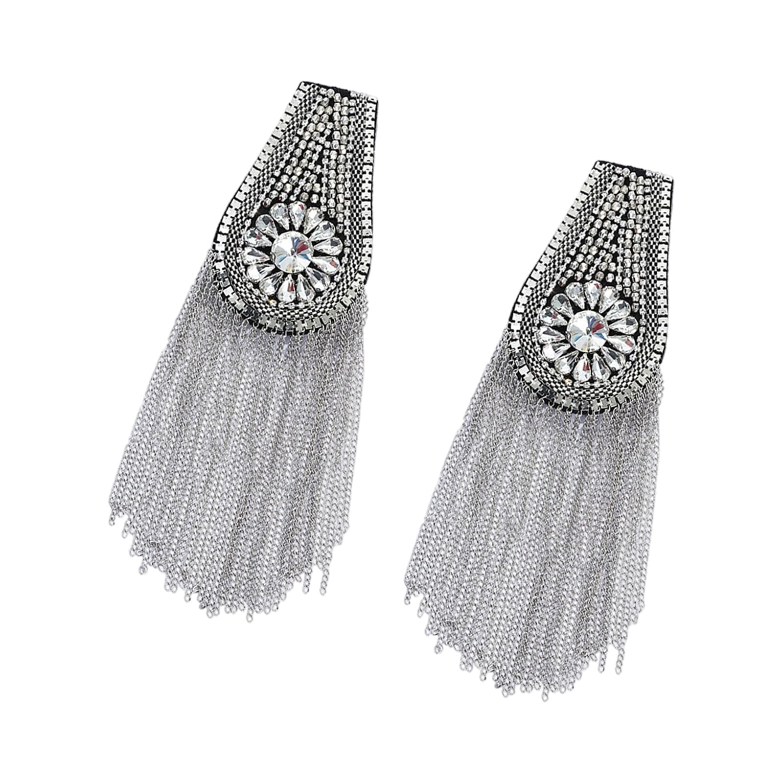 Msioytog Retro Rhinestones Tassels Epaulet Fringed Shoulder Epaulette for Uniform Jackets Costume Embellishments Sewing Craft Fringe Shoulder Decorations