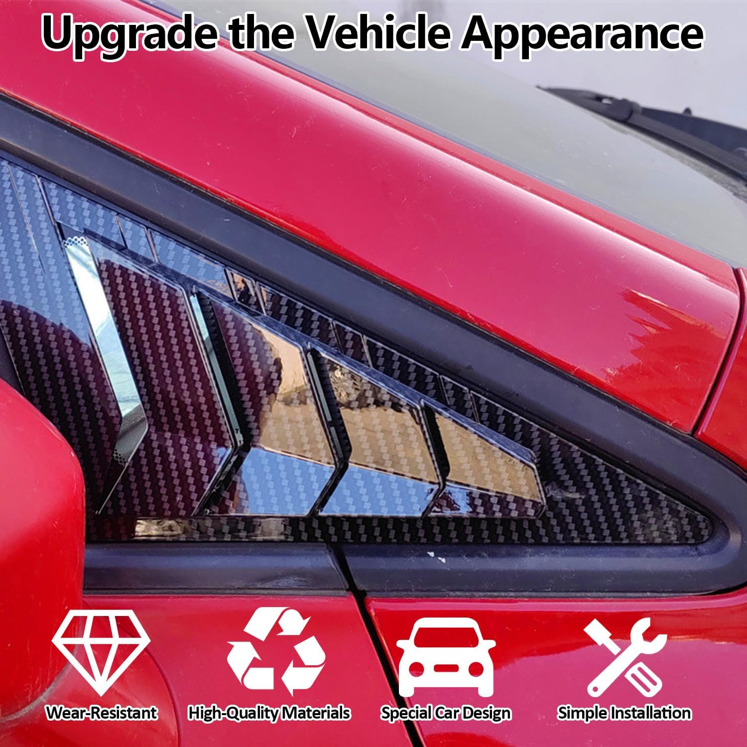 Window Louvers for 8th Gen Honda Civic 2006 2007 2008 2009 2010 2011 Accessories Front Side Window Louvers Air Vent Shades Panel Cover Exterior Decoration Accessories（Front Side Carbon Fiber）