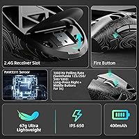Vista 5 de Aula SC620 - Ratón inalámbrico para juegos, triple modo de 2.4 GHz/USB-C/BT5.3 con 12000 DPI, mouse macro gamer programable con llave de fuego