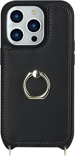 Miniatura 5 de for iPhone 15 Pro Case with Card Holder for Women,iPhone 15 Pro Phone Case with Strap,Crossbody Lanyard,Ring Stand,Snap Clasp,Cute Wallet Case 6.1