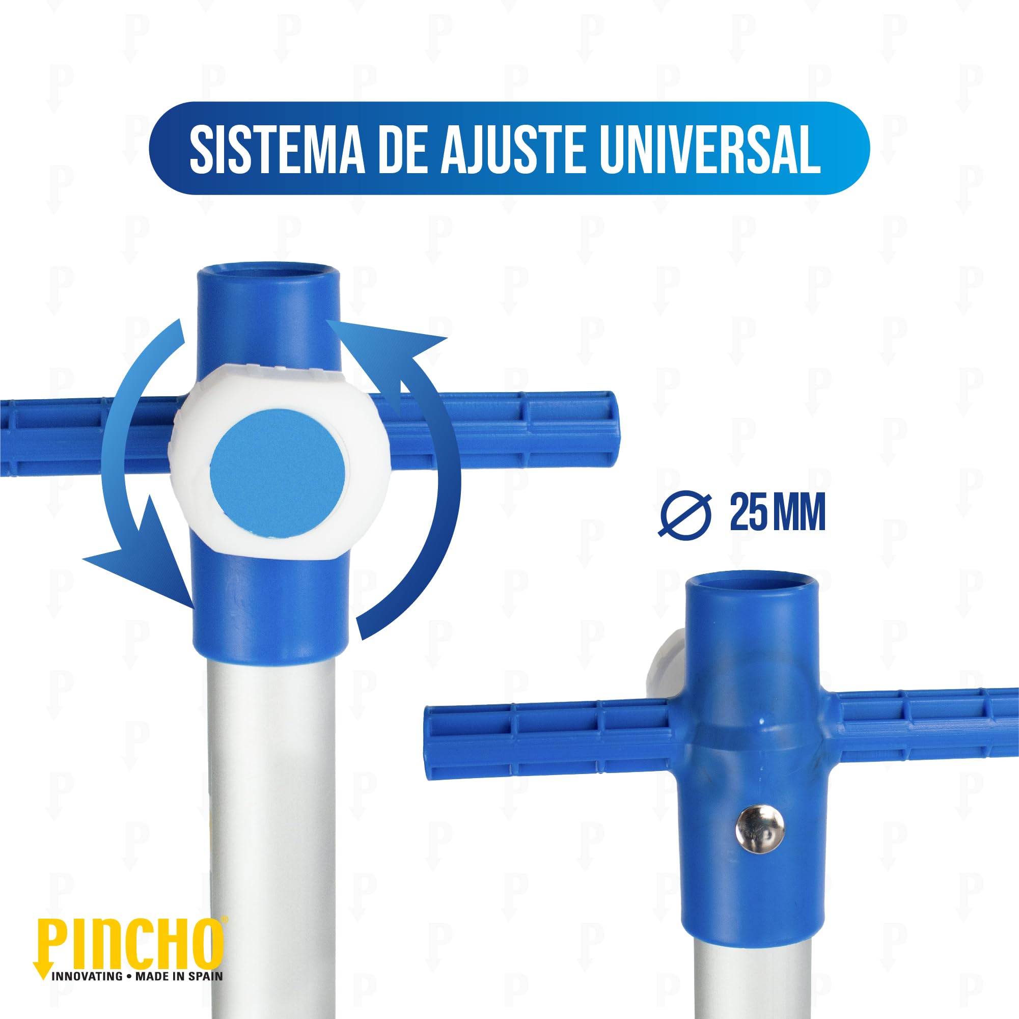 Pincho Support pour parasol de plage - Base de parasol en aluminium résistant - Fixation sûre pour tubes de Ø25 mm - Support réglable anti-vent - Fabriqué en Espagne