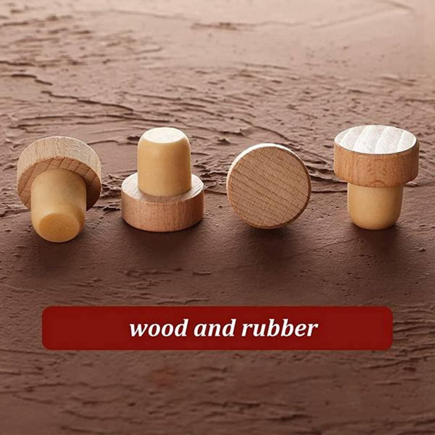 Tappi in sughero a forma di T per bottiglie di vino, riutilizzabili, in legno e gomma, 50 pezzi