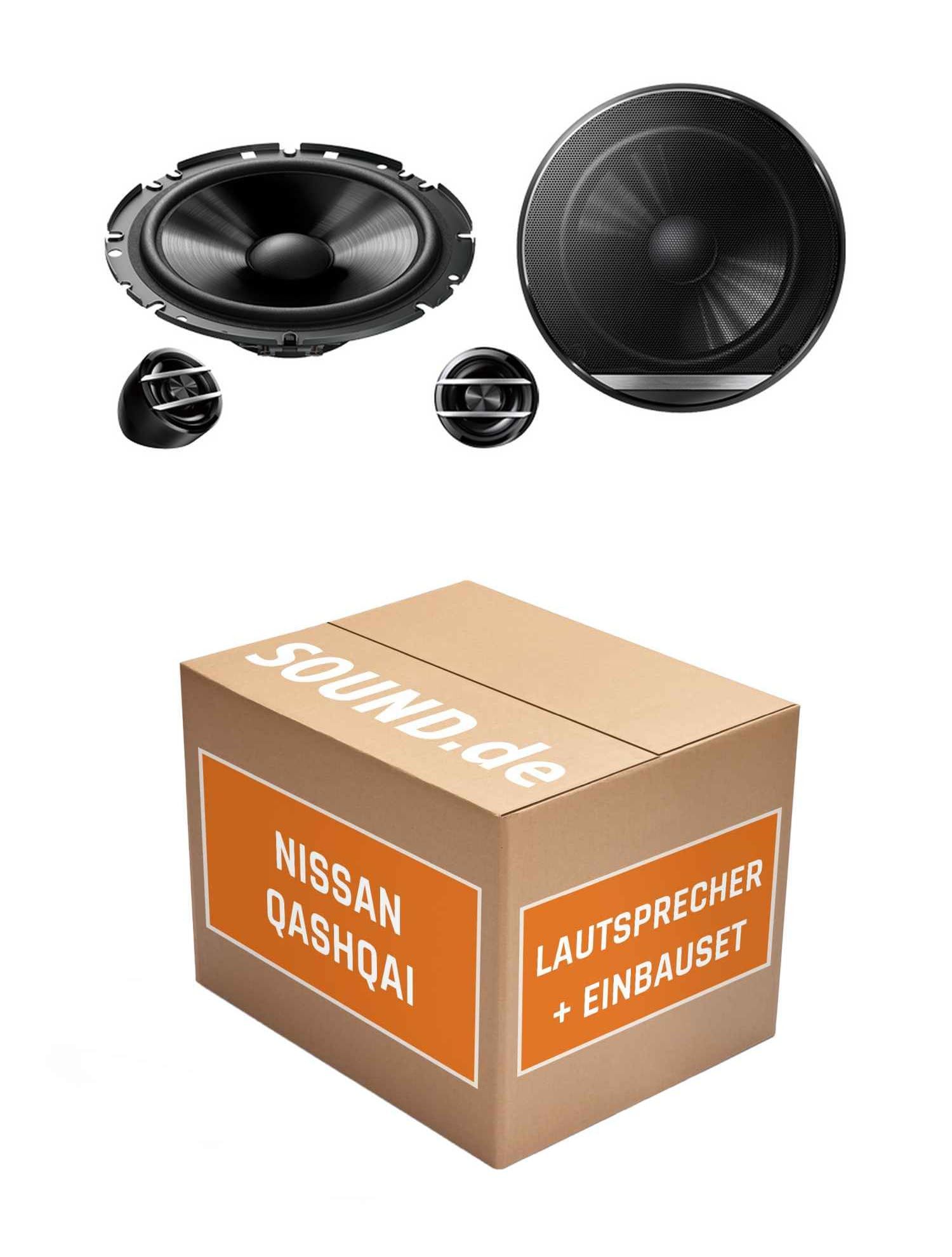 Lautsprecher Boxen Einbaupaket für Pioneer TS-G170C kompatibel mit Nissan Qashqai J11 vorne | 2X Tief-Mitteltöner 2X Hochtöner