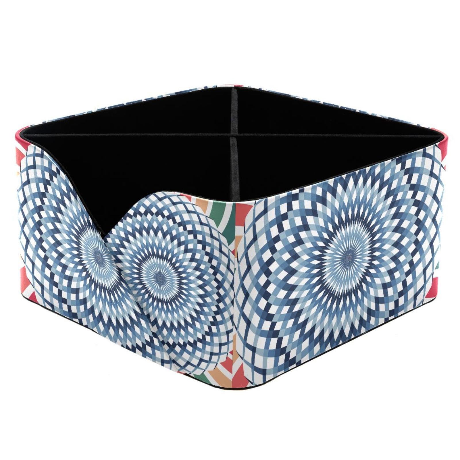 KengjuTesu Colorful Swirl Pattern Desktop Organizer Pen Holder, Rectangular Pencil Cup for Office, Study and Makeup Stations