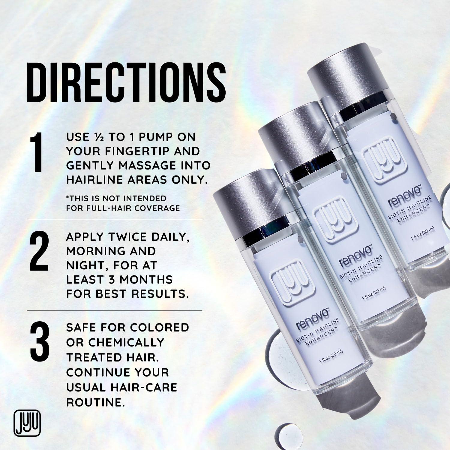 Renovo Biotin Hair Serum Women 1 Fl Oz Fragrance-Free Scalp Nourishing Hairline Enhancer, Hair Thickening Serum for Women, Gentle Formula Biotin Topical Scalp Serums for All Type of Thinning Hairlines