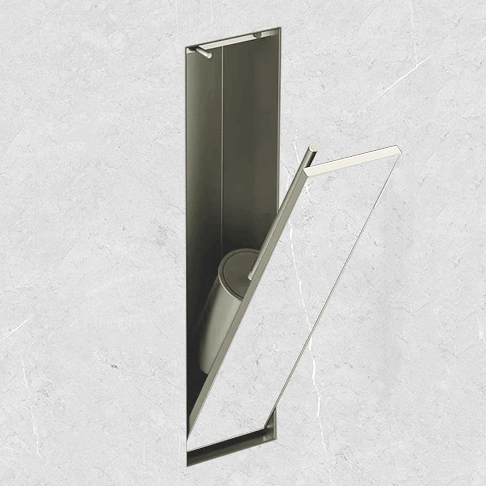 Niche brosse WC encastrée en inox contre l'encombrement au sol des toilettes
