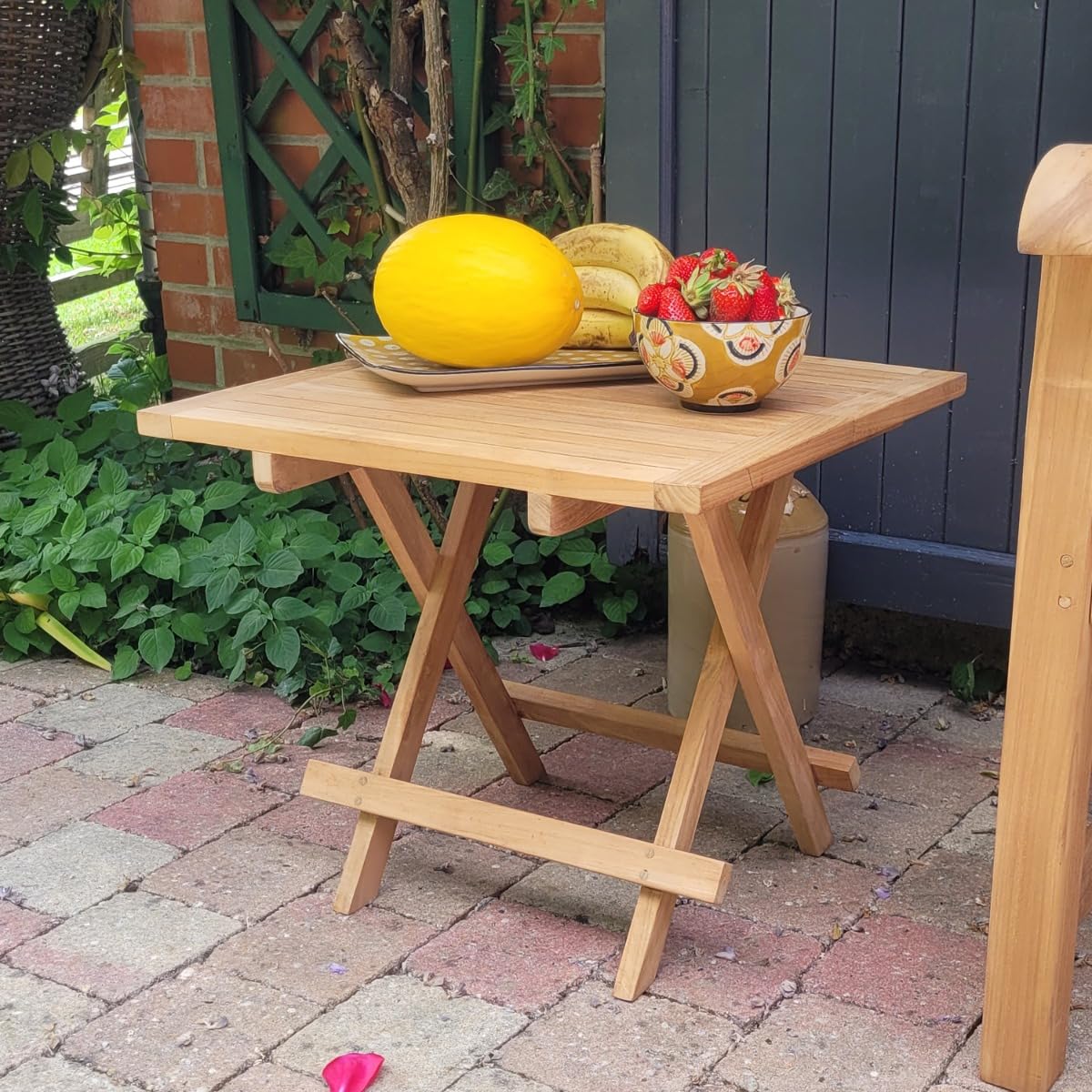 Teck'Attitude Table Basse Pliante carrée en Teck Massif Kento 50 x 50 cm