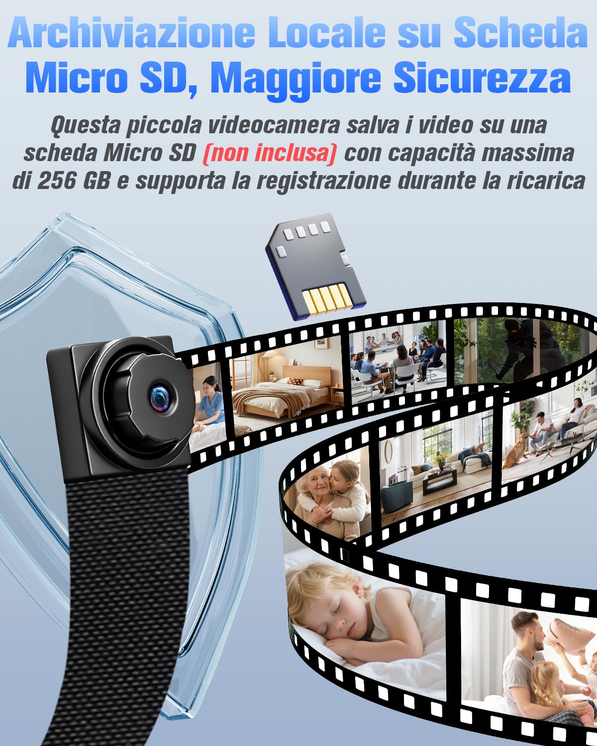 Mini Telecamera Spia, Micro Telecamera Nascosta 1080P HD, Spy Cam Interno Invisibile Bodycam Rilevamento del Movimento Lunga Durata Batteria