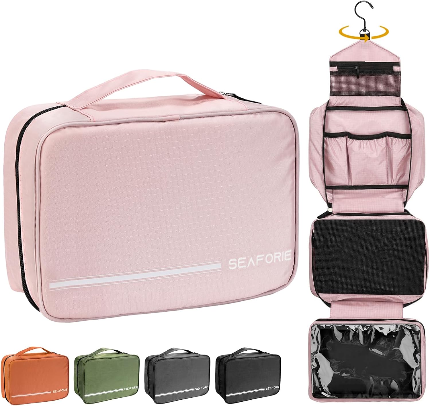 Seaforie Trousse de Toilette à Suspendre pour Femme, Grande Sac de Toilette Accessoires de Voyage Étanche
