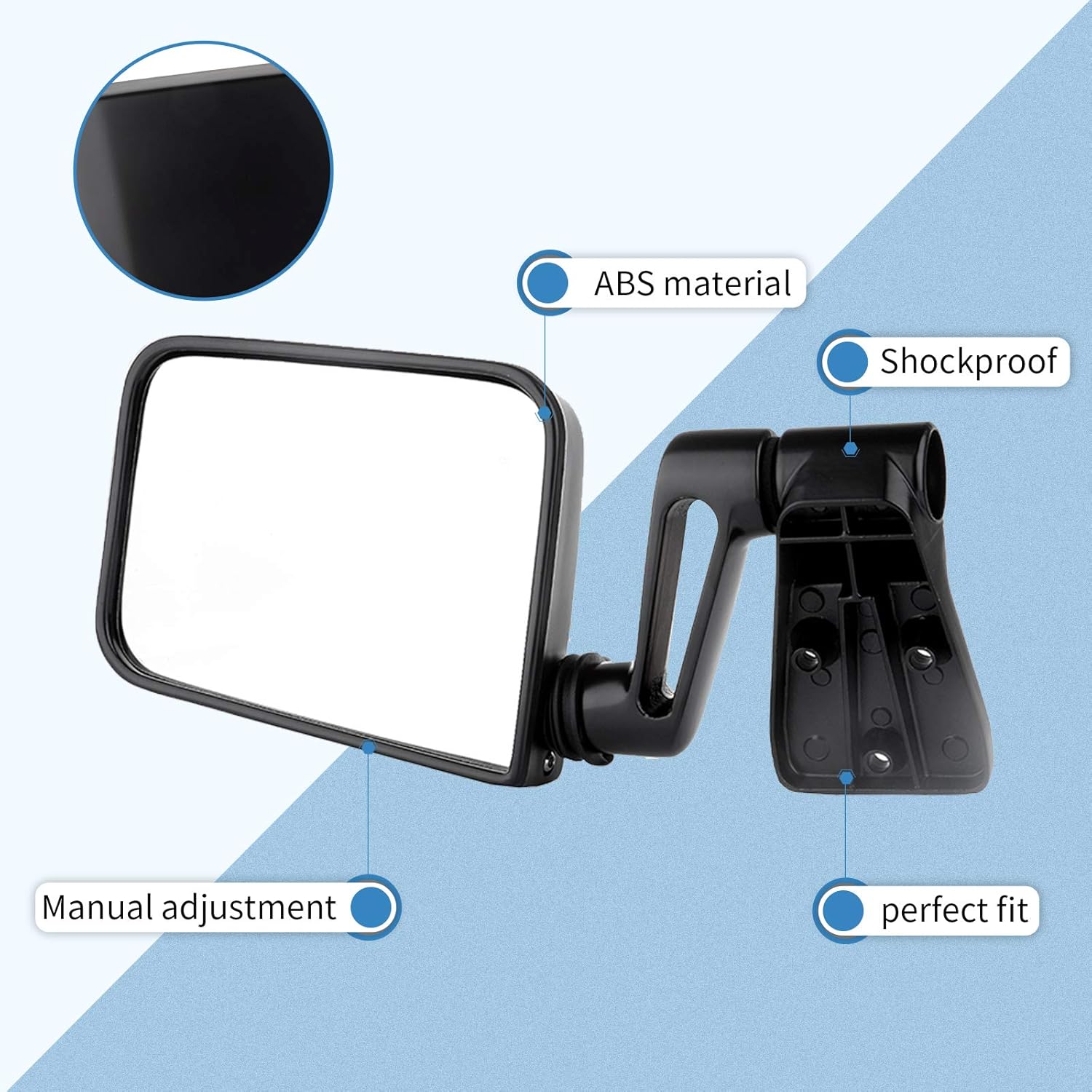 ECCPP Exterior Mirrors Replace with 1995 1997-2002 For Jeep Wrangler 1987-94 Models with Half Door Passenger Side 68084718