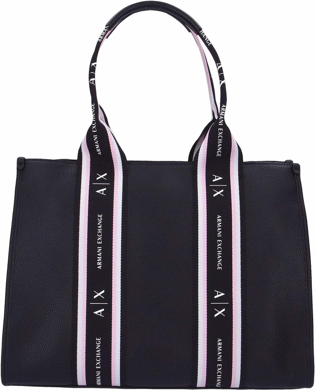 Armani Exchange Women's Maggie Tote Large Shopping Bag, Black/Sundown, One Size