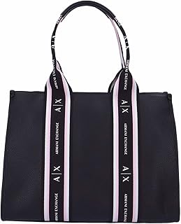 Armani Exchange Women's Maggie Tote Large Shopping Bag, Black/Sundown, One Size