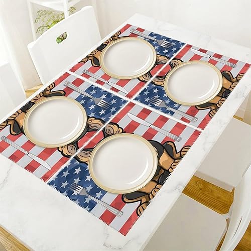 Miniatura 5 de Police Dog Blue Line American Flag Placemats Set of 6 Resistant Table Mats Washable Place Mats for Dinner Party Table Decoration