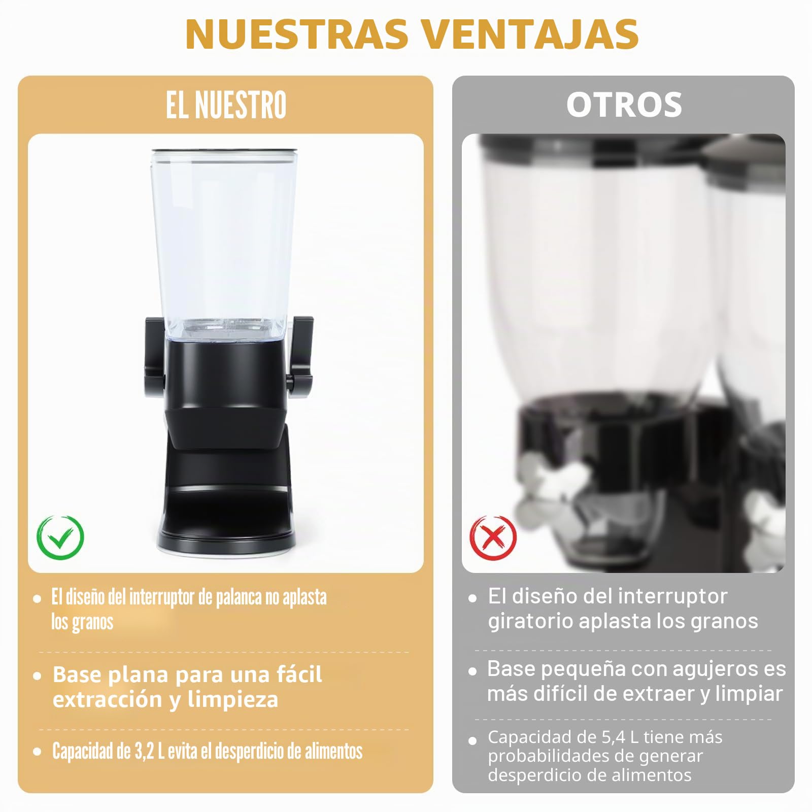 Tokokimo Dispensador Cereales, No Aplasta los Cereales al Servir, Cereal Dispenser de 3,2 L y Dispensador de Cornflakes, ideal Para Dulces, Frutos Secos, Alubias, Granola (Negro, Pack de 1)