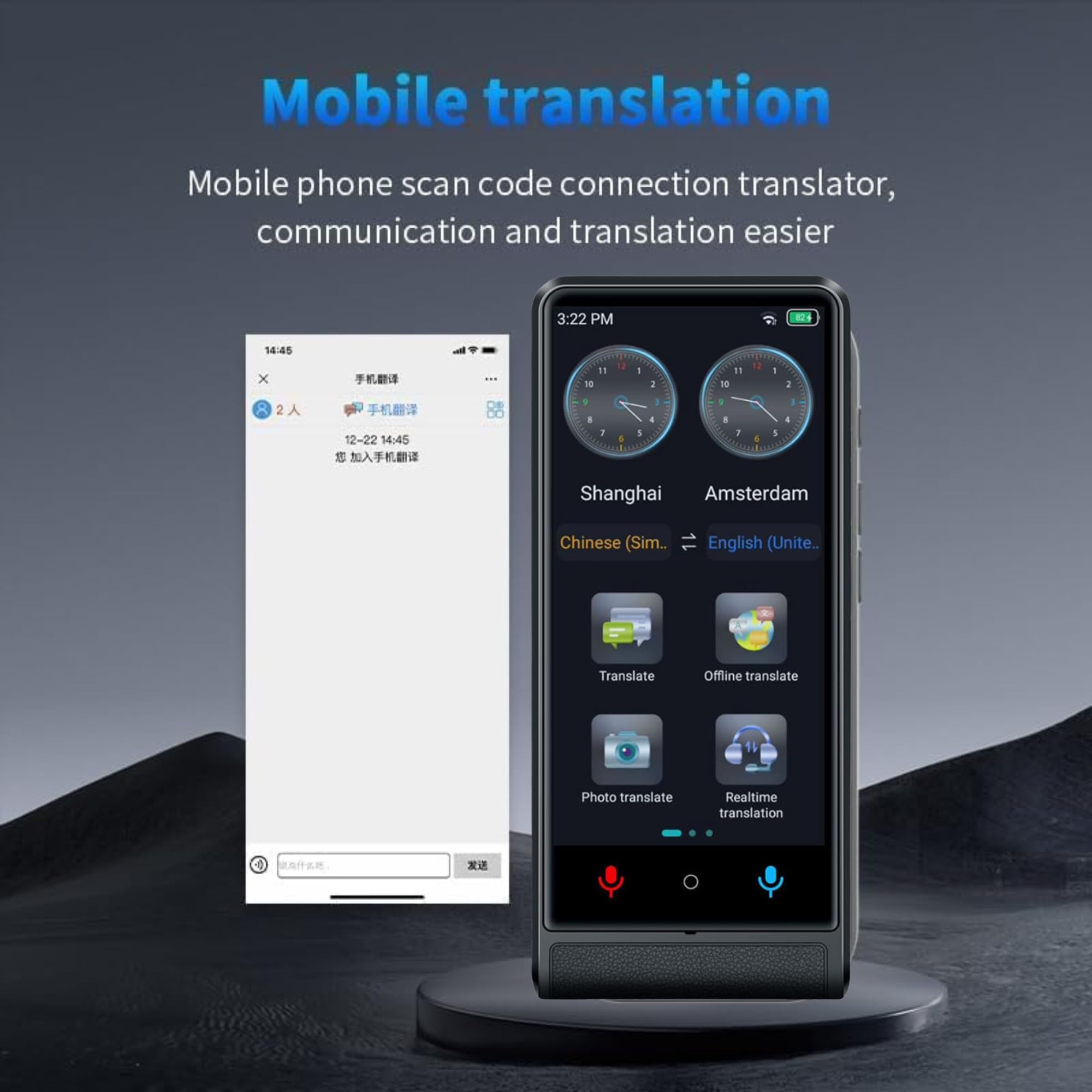 Traducteur Vocal Instantane 2026, Ecran Tactile 4 Pouces, Alliage d'Aluminium, 142 Langues en Ligne 22 Hors Ligne, Traducteur IA