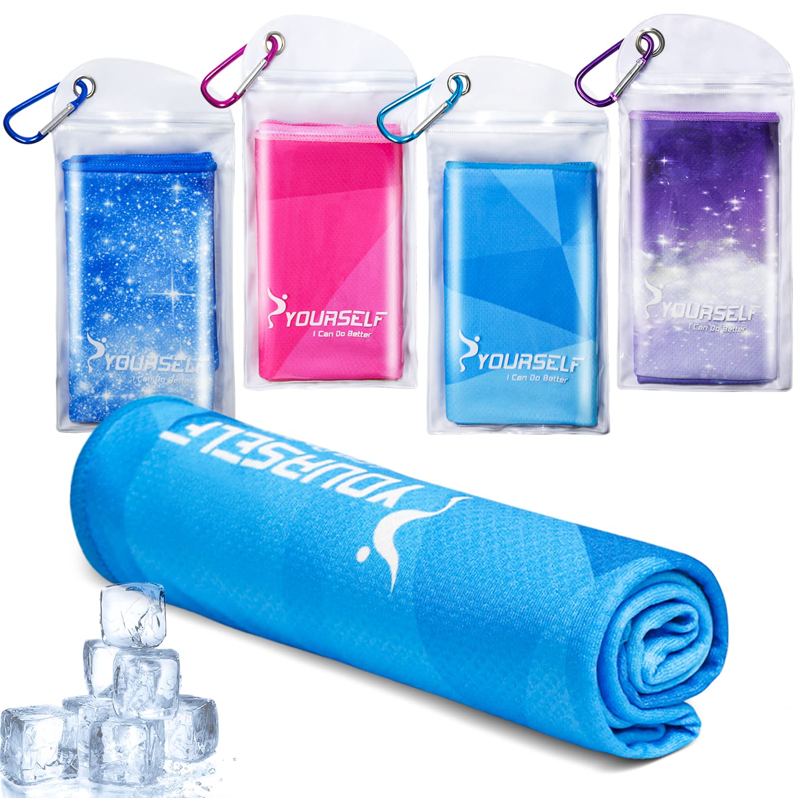 SYOURSELF Cooling Towel, Cooling Towels for Neck,40" x 12"Ice Towel for Instant Cooling Relief, Soft Breathable Chilly Towel, Perfect Yoga, Golf, Sports, Gym, Workout, Athletes Towel (1PC-Gblue)