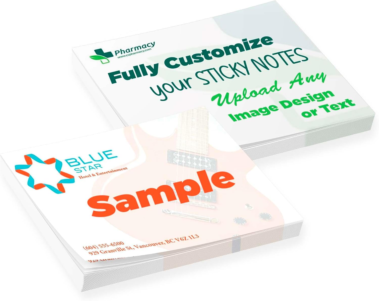 Personalized Sticky Notes 4"x3" with Text or Logo, Custom Office Pads, 50 Sheets Customized Memo Pads for Office, Home and School, Notepad Gifts Useful for Teacher, Staff, Student Supplies, 1,000 Qty