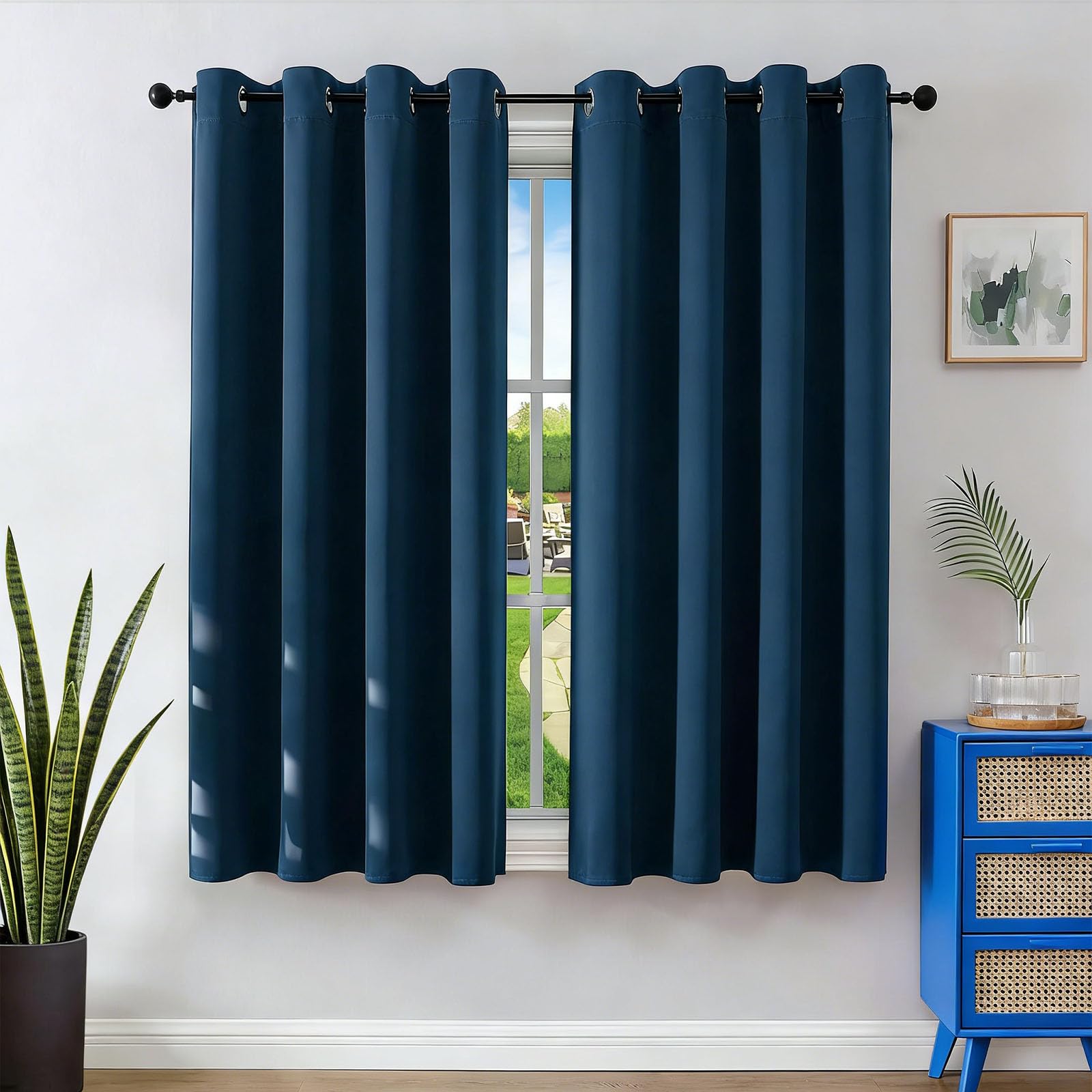 Lihuane Navy Blue Thermal Door Curtain 150 X 150 Cm Super Soft Thermal Insulated Eyelet Eyelet Insulated 1 Panel For Bedroom Soundsproof,